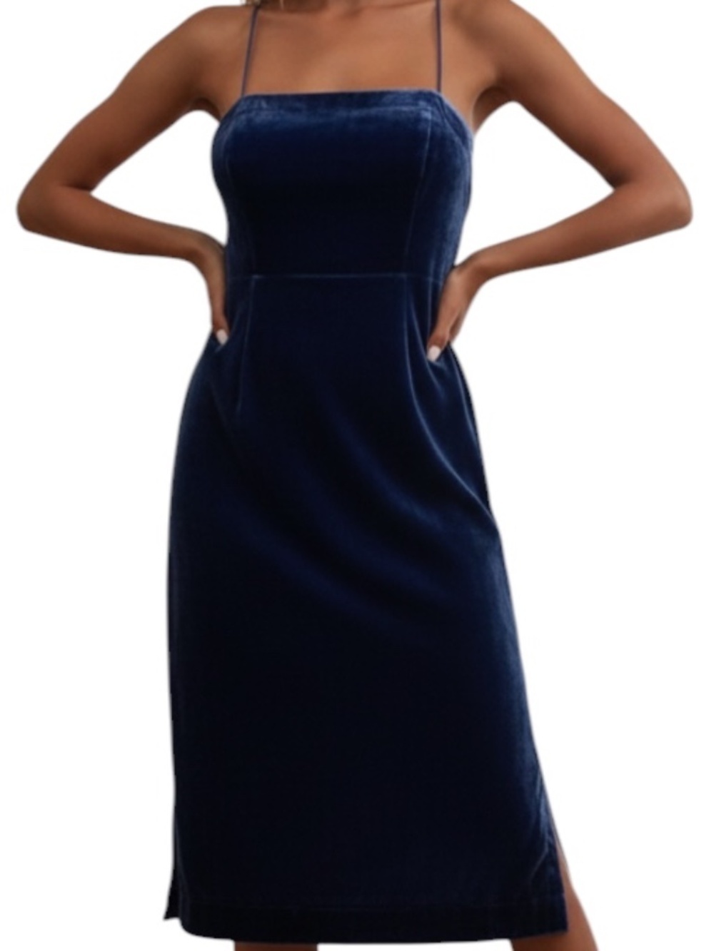 Anthropologie Velvet Slip Midi Dress NWT Sapphire Blue Sz 4 Style 4130348690145